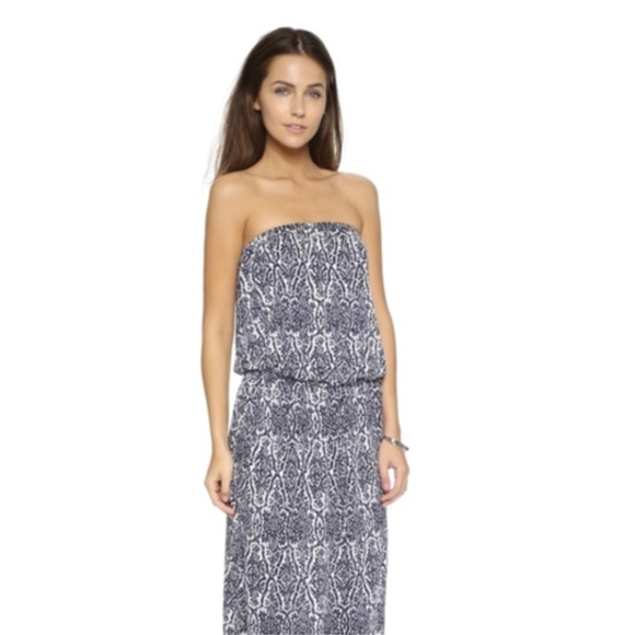 NWT Joie Strapless Maxi Dress in Blue + White - Picture 1 of 5